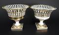 Pair of Old Paris Style Gilt Porcelain Corbeilles