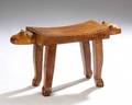 CARVED WOODEN FELINE STOOL TABLE