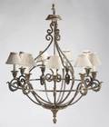 MEAT LOAF EIGHT LIGHT PARCEL GILT METAL CHANDELIER