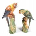 MEAT LOAF PAIR OF HANDPAINTED CERAMIC PARROTS
