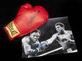JOE FRAZIER SIGNED BOXING GLOVE AND PHOTOGRAPH