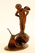 Bronze Cherub  Snail Figurine