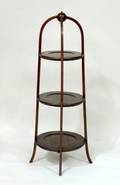 19th C Inlaid Three Tiered Plate Stand