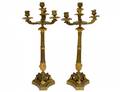 PAIR OF LOUIS XVI STYLE GILT BRONZE FOUR LIGHT