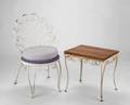 ELIZABETH TAYLOR WROUGHT IRON CHAIR AND TABLE