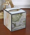 LEADED SLAG GLASS AND DECOUPAGE TISSUE BOX