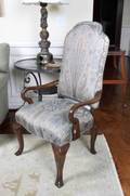 BLUE PAISLEY UPHOLSTERED ARMCHAIR