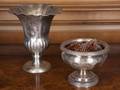 TOLE VASE AND ENGRAVED POTPOURRI BOWL