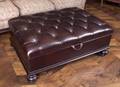 GEORGE SMITH BUTTON TUFTED LEATHER OTTOMAN BENCH