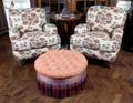 PAIR OF GEORGE SMITH ARMCHAIRS WITH POUFFE