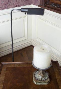 BLACK METAL READING LAMP AND CANDLE HOLDER