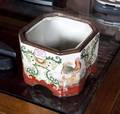 ASIAN POLYCHROME CERAMIC CACHEPOT