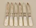 Set of 6 Mother of Pearl  Sterling Knives 19th C