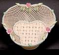 9 Painted and Flowered Belleek Shamrock Basket