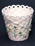 8 Belleek Painted and Flowered Basket Weave Spill