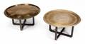 TWO TURKISH BRASS CHARGER TABLES