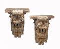 PAIR OF ANTIQUE CARVED WOODEN CORBELS