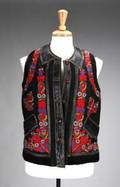 LARRY HAGMAN LEATHER VEST WITH FLORAL EMBROIDERY