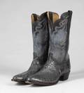 LARRY HAGMAN JR GREY CROCODILE COWBOY BOOTS