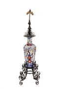 Iron Mounted Chinese Porcelain Vase Floor Lamp
