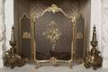 ROCOCO STYLE FIRESCREEN WITH ANDIRONS