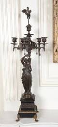 PAIR OF FIGURAL FIVE LIGHT CANDELABRA