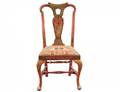 QUEEN ANNE STYLE RED CHINOISERIE SIDE CHAIR