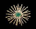 BETTE MIDLER EMERALD AND DIAMOND STARBURST BROOCH