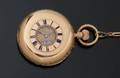 BAUMGART ANTIQUE 18K YELLOW GOLD WINDOWED HUNTiNG CASE POCKET WATCH