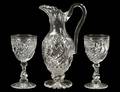 PAIR OF GLASS GOBLETS AND PITCHER