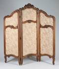 ROCOCO STYLE UPHOLSTERED THREE PANEL SCREEN