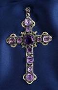 MARY MARTIN METAL AND AMETHYST CROSS