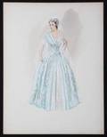 WHITE AND TEAL DRESSING GOWN COSTUME DESIGN