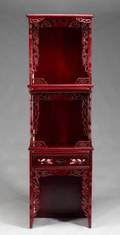 RED LACQUER SECRETARY CABINET