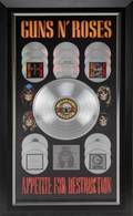 RIAA GUNS N ROSES APPETITE FOR DESTRUCTION MULTIPLATINUM RECORD AWARD