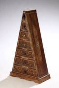CARVED AND INLAID TRIANGULAR STORAGE DRESSER