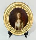 19th C Oval Portrait of Young Lady