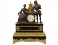 LOUIS XVI STYLE GILT AND PATINED BRONZE MANTEL CLOCK
