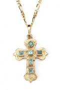 MADONNA CUSTOM DESIGNED GOLD AND EMERALD CROSS