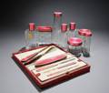 PINK GUILLOCHE DRESSER AND MANICURE SET