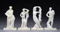 GROUP OF FOUR CARVED ALABASTER FIGURES