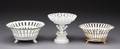 GROUP OF THREE RETICULATED CERAMIC FRUIT BOWLS
