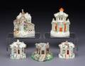 GROUP OF FIVE STAFFORDSHIRE COTTAGE FORM PASTILLE