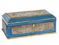 SILVER MOUNTED BLUE ENAMELED BOX