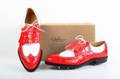 RED AND WHITE PATENT LEATHER GOLF SHOES