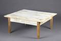 A RUSTIC STYLE SQUARE PINE COFFEE TABLE