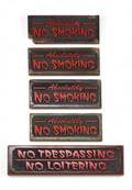 A GROUP OF FOUR ABSOLUTELY NO SMOKING SIGNS