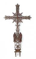 AN ANTIQUE CAST IRON CRUCIFIX
