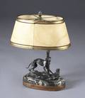 A WHIPPET SCULPTURE ADAPTED AS A LAMP