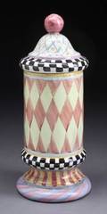 A MACKENZIECHILDS CERAMIC LIDDED CANISTER